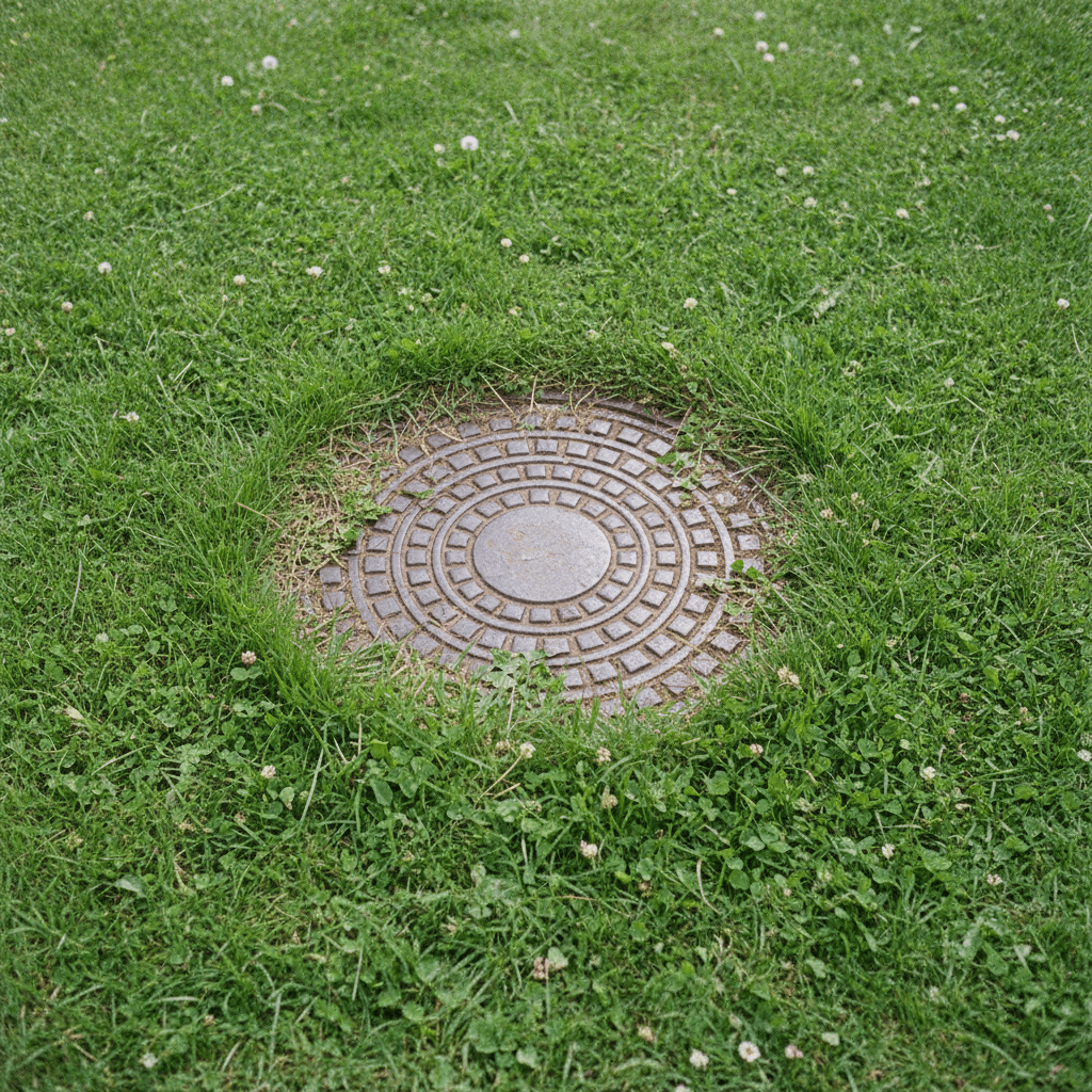 Gullideckel im Gartenbereich